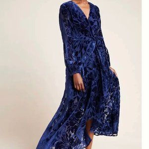 Anthropologie Hutch Blue Velvet Wrap Dress NWT Size M